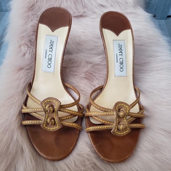 Jimmy Choo Devise Brown Sandals, size 7.5, - Picture 1 of 5